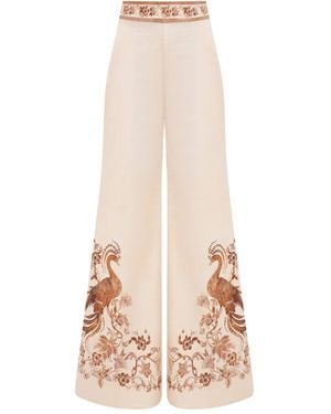 Zimmermann Pantaloni Con Ricamo - Neutro