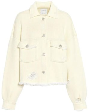 Barrie Fringed-Trim Distressed-Finish Jacket - White