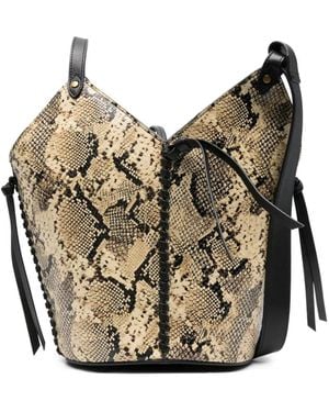 Isabel Marant Snakeskin-Print Drawstring Tote Bag - Black