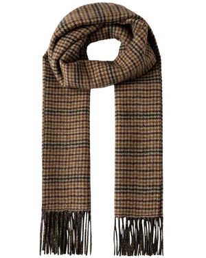 Hackett Check-Pattern Fringed Scarf - Brown