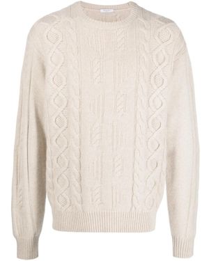 Boglioli Kaschmirpullover Mit Zopfmuster - Weiß
