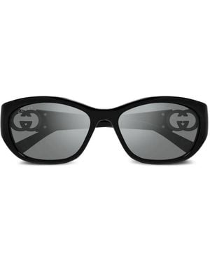 Gucci Gg-Logo Oval-Frame Sunglasses - Black