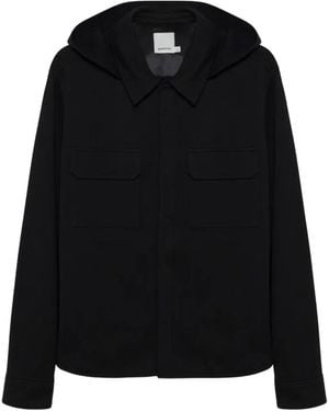 Jonathan Simkhai Travis Hooded Chest-Pocket Overshirt - Black