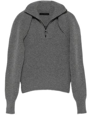 ALAINPAUL Pull Côtelé À Col Zippé - Gray