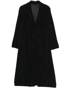 Homme Plissé Issey Miyake Plissé-Effect Single-Breasted Coat - Black