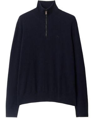 Burberry Cashmere Blend Half-Zip Jumper - Blue