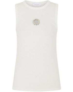 Rabanne Eyelet-Detail Ribbed Tank Top - White