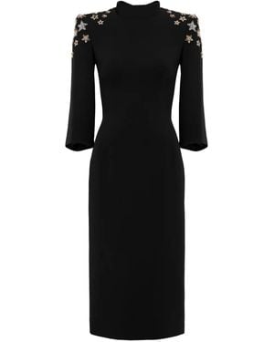 Jenny Packham Star-Embellished Mock-Neck Midi Dress - Black