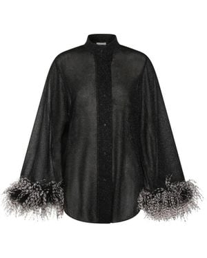 Oséree Plumage-Embellishment Shirt - Black