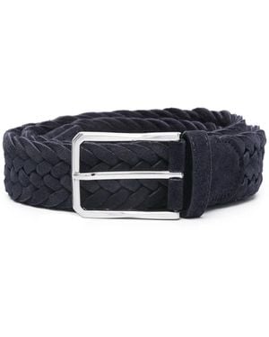Canali Braided Suede Belt - Blue