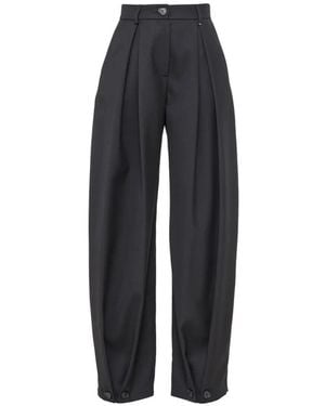 Nissa Midi-Waist Wollen Broek - Zwart