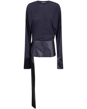 DARKPARK Bluse Mit Satinbesatz - Blau