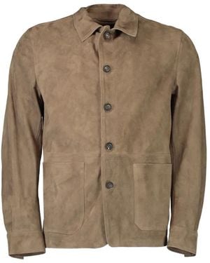 Eleventy Button Front Shirt Jacket - Brown