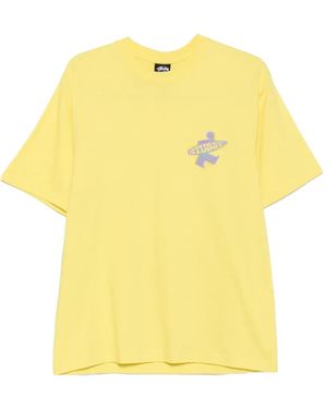 Stussy Dot Surf Graphic-Print T-Shirt - Yellow