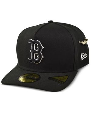 KTZ 59Fifty Boston Sox Script Pin Fitted Hat - Black