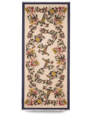 Etro Wool-Blend Scarf With Fil Coupé Floral Pattern - Natural