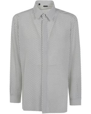Tom Ford Diamond-Print Silk Shirt - Gray