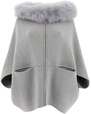 Giovi Cape Zippée Bordée De Fourrure - Gris