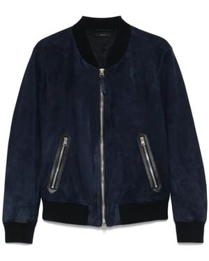 Tom Ford Leather bomber jacket - Blau