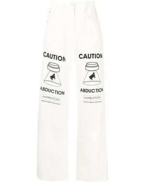 Pushbutton Jean Droit À Imprimé Graphique - Blanc