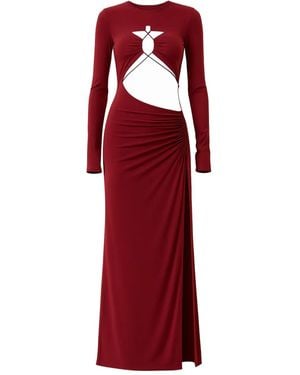 Amazuìn Maggie Cutout Ruched Dress - Red