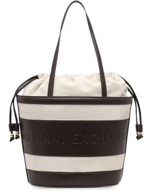ARMANI EXCHANGE Logo-Debossed Bucket Bag - Black