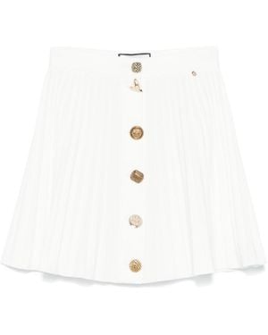 Nissa Decorative-Buttons Mini Skirt - White