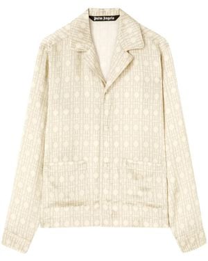 Palm Angels Monogram-Pattern Cotton Shirt - Natural