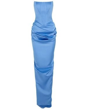 V:PM ATELIER Vestido Flavia Estilo Corsé Fruncido - Azul