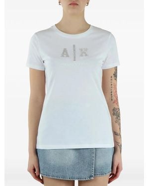 ARMANI EXCHANGE Rhinestone-Logo T-Shirt - Blue
