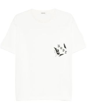 Bode Beaded Leaf-Pocket T-Shirt - White