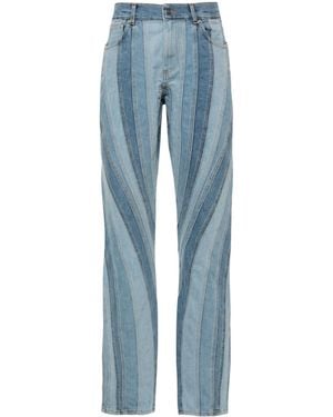 Mugler Spiral Denim Cotton Jeans - Blue