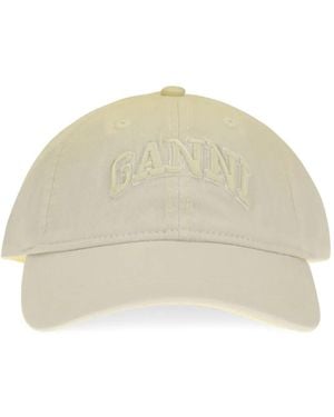 Ganni Baseballkappe Mit Logo-Stickerei - Natur