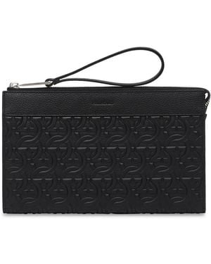 Ferragamo Clutch Mit Logo-Prägung - Schwarz
