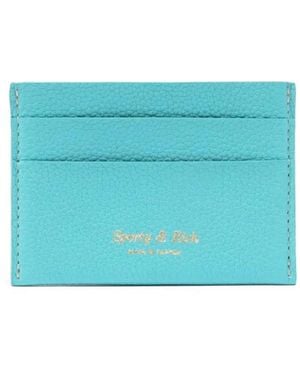 Sporty & Rich Logo-Embroidered Leather Cardholder - Blue
