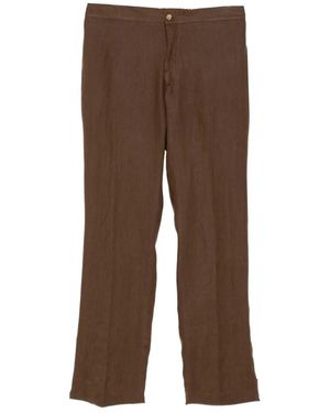 Kiton Rear Elasticated Waistband Straight-Leg Pants - Brown