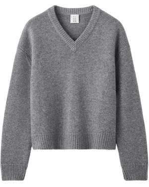 Almada Label Yara V-Neck Knitted Jumper - Grey