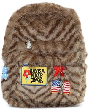 FNK STUDIOS Logo-Patch Backpack - Brown