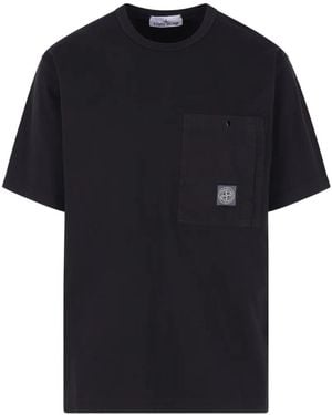 Stone Island Chest-Pocket Compass-Logo T-Shirt - Black