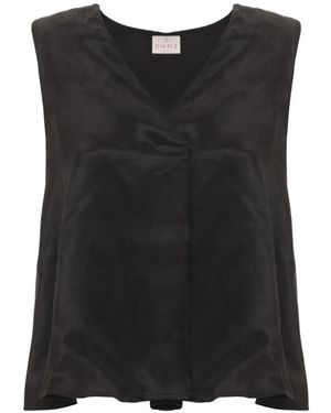 Emme Draped V-Neck Top - Black