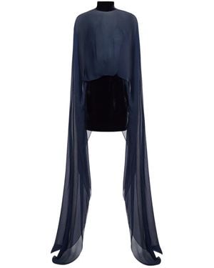 Taller Marmo Valkyria Cape-Sleeve Mini Dress - Blue
