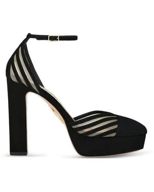 Aquazzura Alana Plateau Suede Heeled Pumps - Black