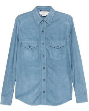 Jacob Cohen Suede Button-Up Overshirt - Blue