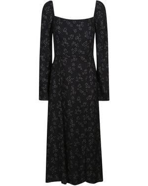 Mar De Margaritas Square-Neck Floral-Print Dress - Black