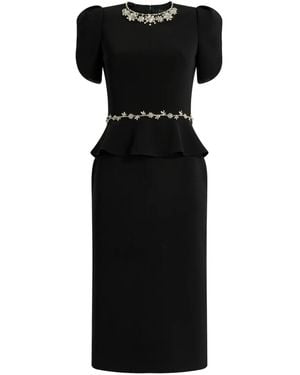 Jenny Packham Jules Floral-Embellished Midi Dress - Black