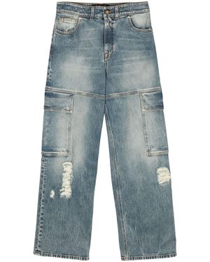 Just Cavalli Distressed Straight-Leg Jeans - Blue