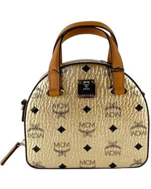 MCM Mini Visetos Half-Moon Tote Bag - Metallic