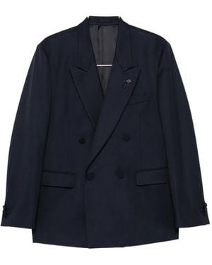 Lardini Double-Breasted Peak-Lapel Jacket - Blue