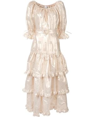 Alice McCALL Metallic Flower Embroidered Gown - Natural