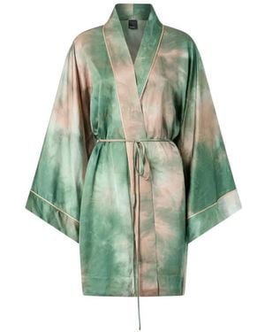 Pinko Gradient Satin Kimono With Belt - Green